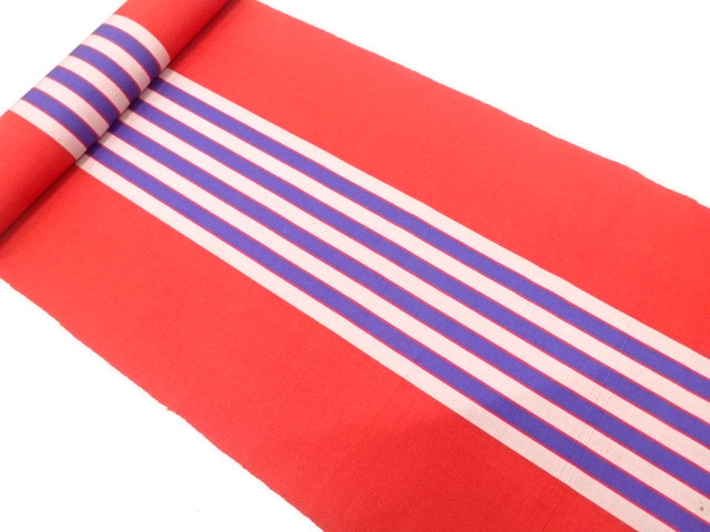 JAPANESE KIMONO / ANTIQUE BOLT FOR HASSUN OBI / SILK / CHIKUZEN HAKATA / WOVEN STRIPE